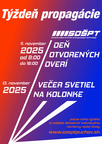 11.- 14. november 2025 Týždeň propagácie SOŠPT