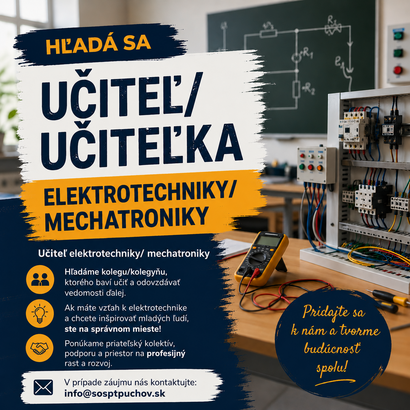 Ponuka práce- učiteľ odborných eletrotechnických predmetov